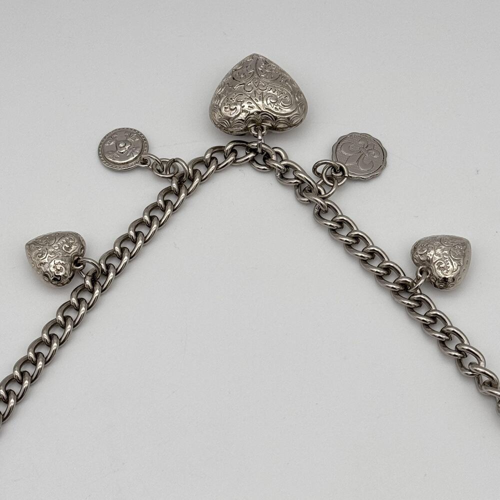 Kathy Van Zeeland Y2K Shoulder Clutch Bag Snakeskin Studded Chain Heart Charms - Picture 5 of 16